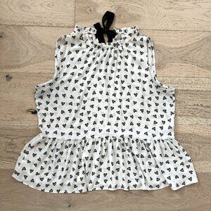 LOFT Heart Pattern Sleeveless Peplum Blouse with Tie back